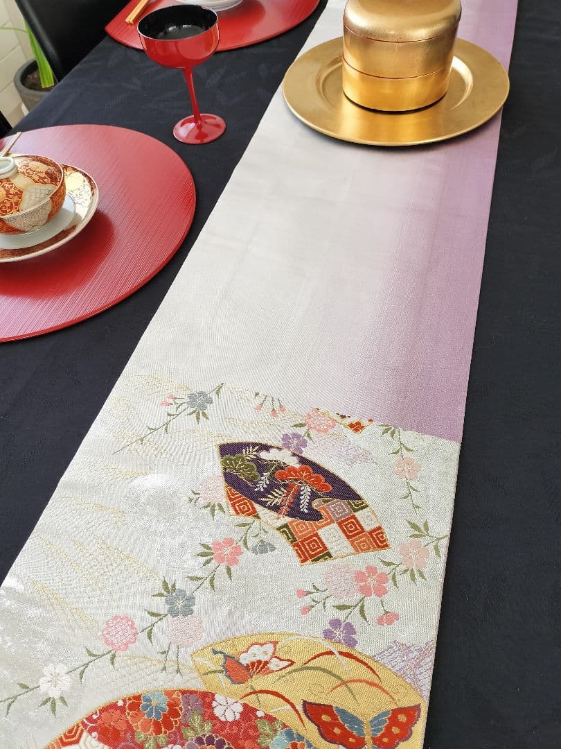 A478★高級‼️お祝い‼️ひな祭り‼️袋帯テーブルランナー2m5cm