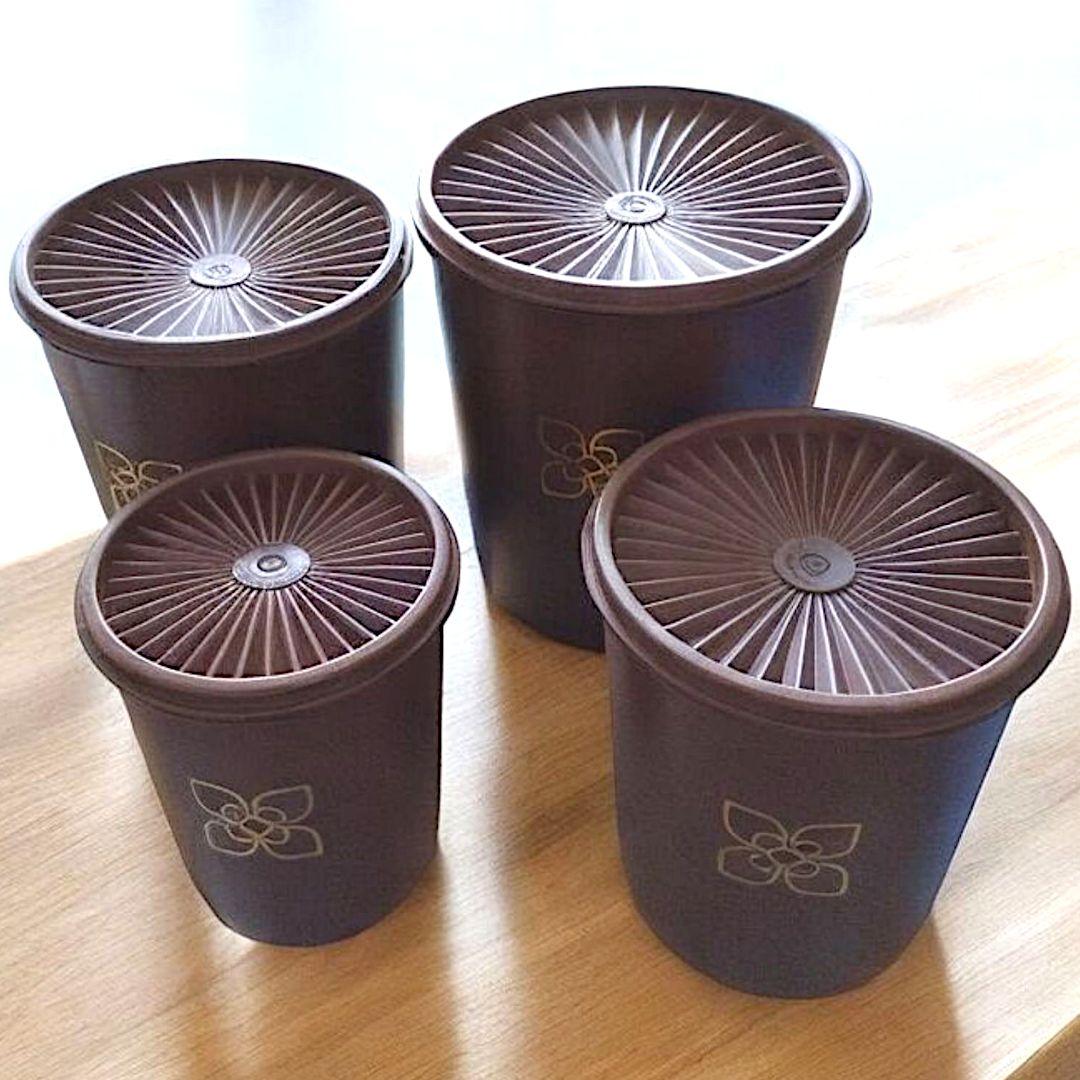 タッパーウェア 4個セット 密閉容器 ブラウン Tupperware