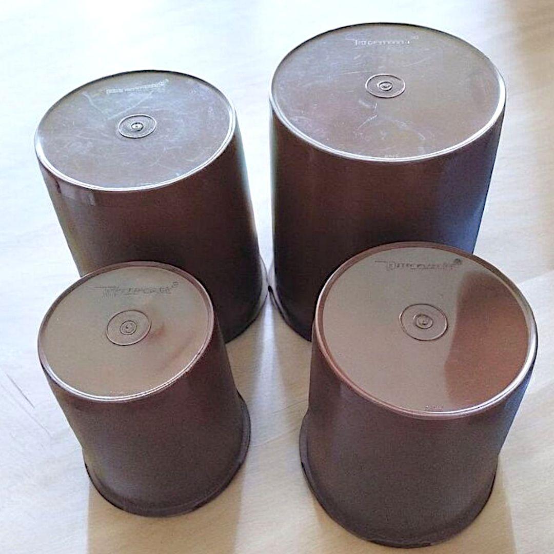 タッパーウェア 4個セット 密閉容器 ブラウン Tupperware