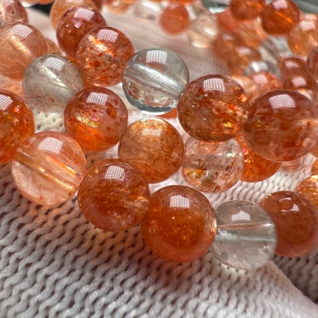 【72146】ハイグレード サンストーン5mm 54cm3連巻きブレスレット