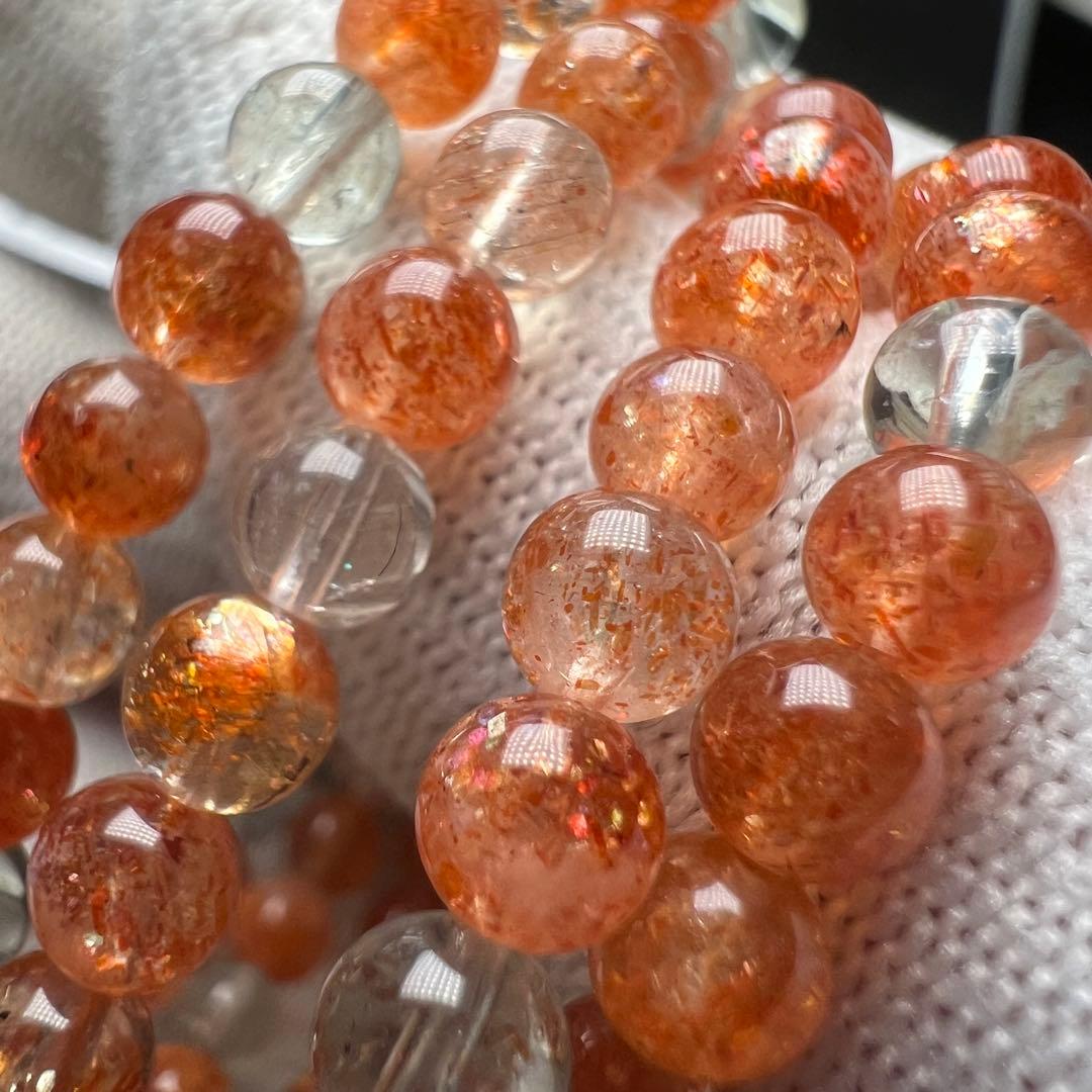 【72146】ハイグレード サンストーン5mm 54cm3連巻きブレスレット