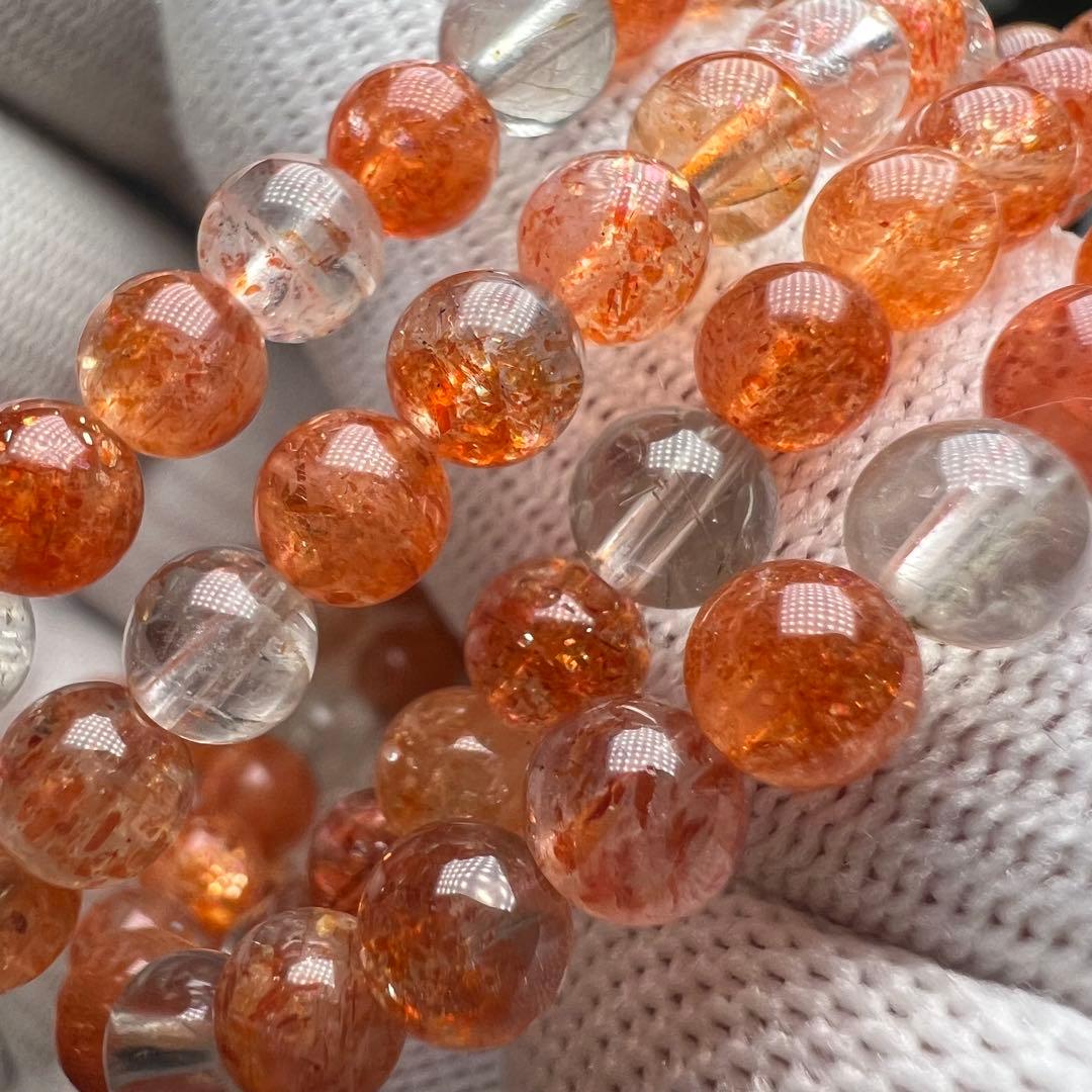 【72146】ハイグレード サンストーン5mm 54cm3連巻きブレスレット