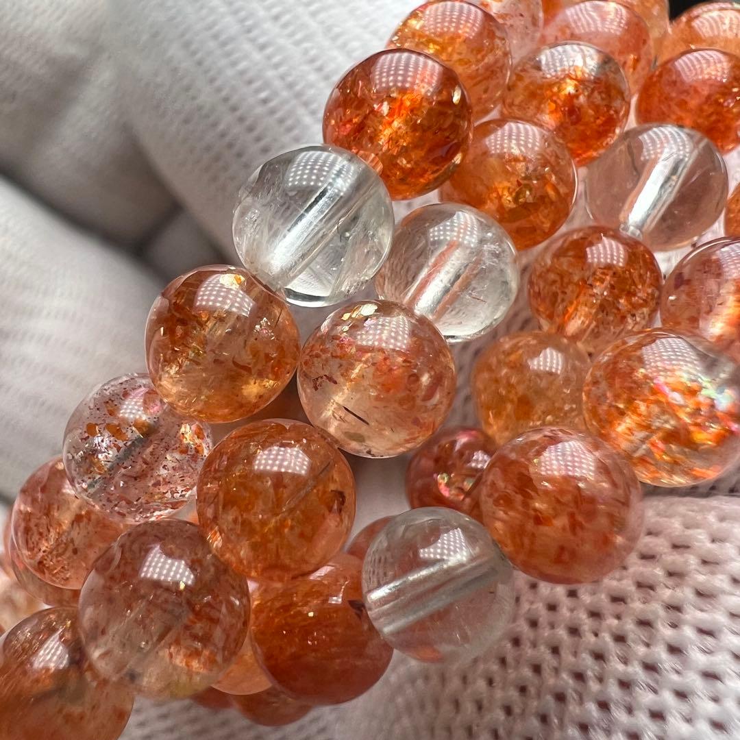 【72146】ハイグレード サンストーン5mm 54cm3連巻きブレスレット