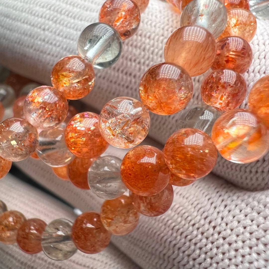 【72146】ハイグレード サンストーン5mm 54cm3連巻きブレスレット