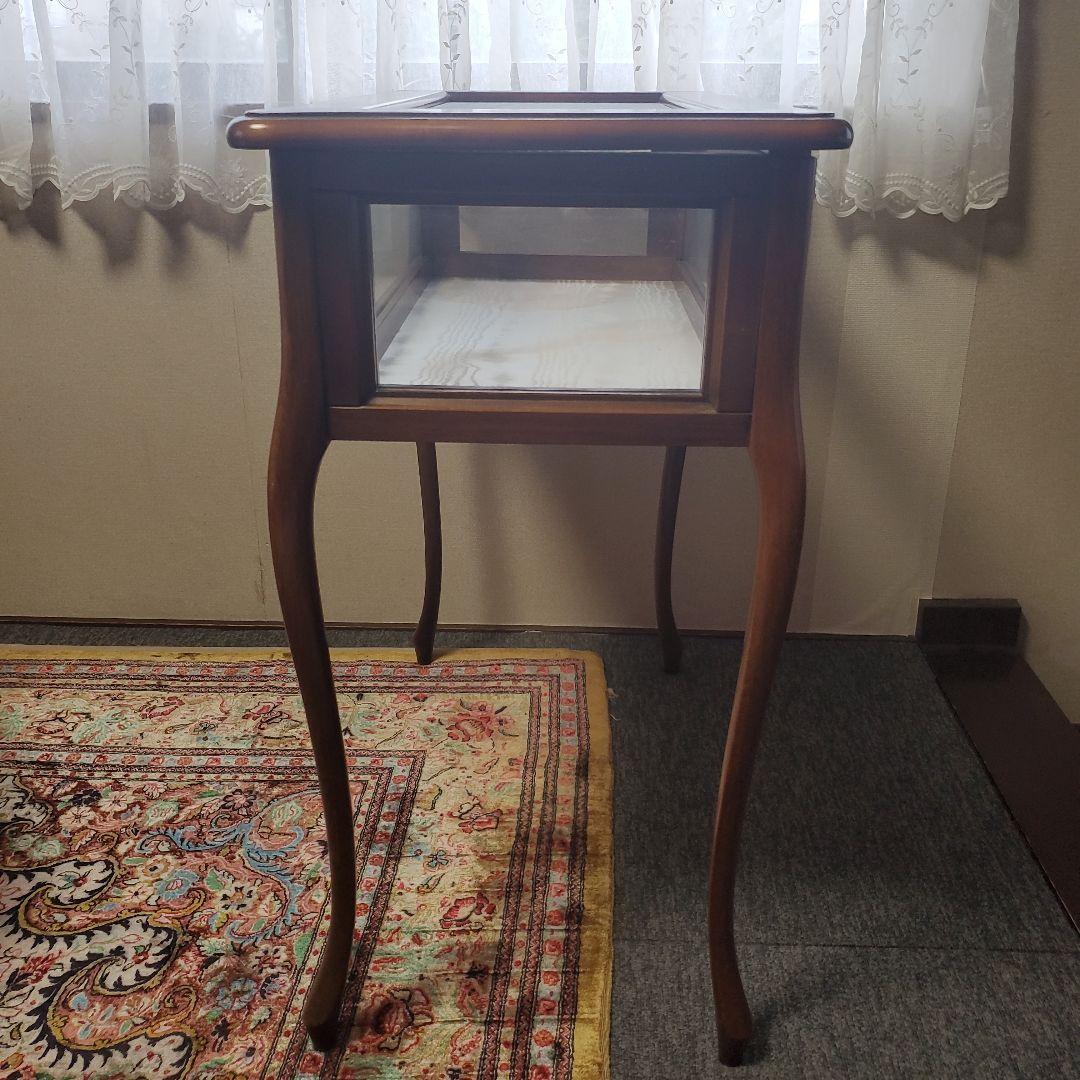 アンティーク　木製ガラス天板テーブル　イタリア製