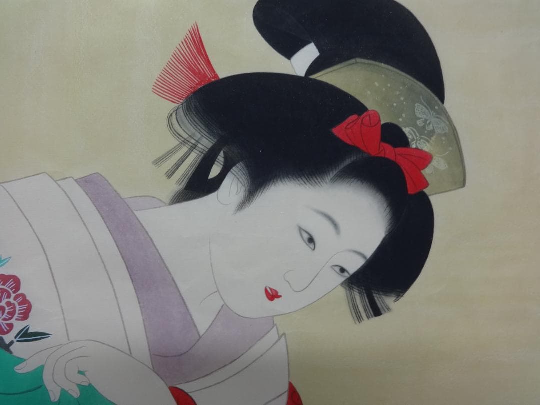 伊東深水 鏡獅子 1934年頃　肉筆水彩画　紙本著色・額装