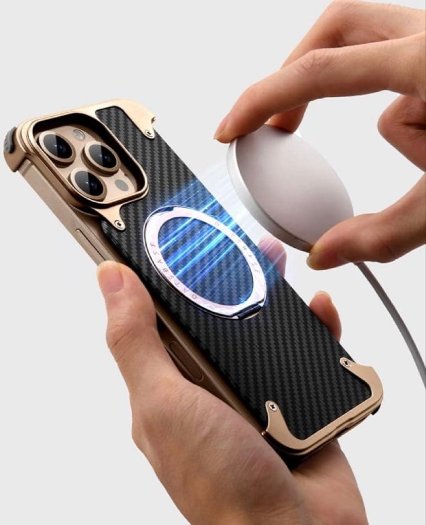 iPhone 16 Pro フレームレスケース 保護衝撃吸収 360°回転