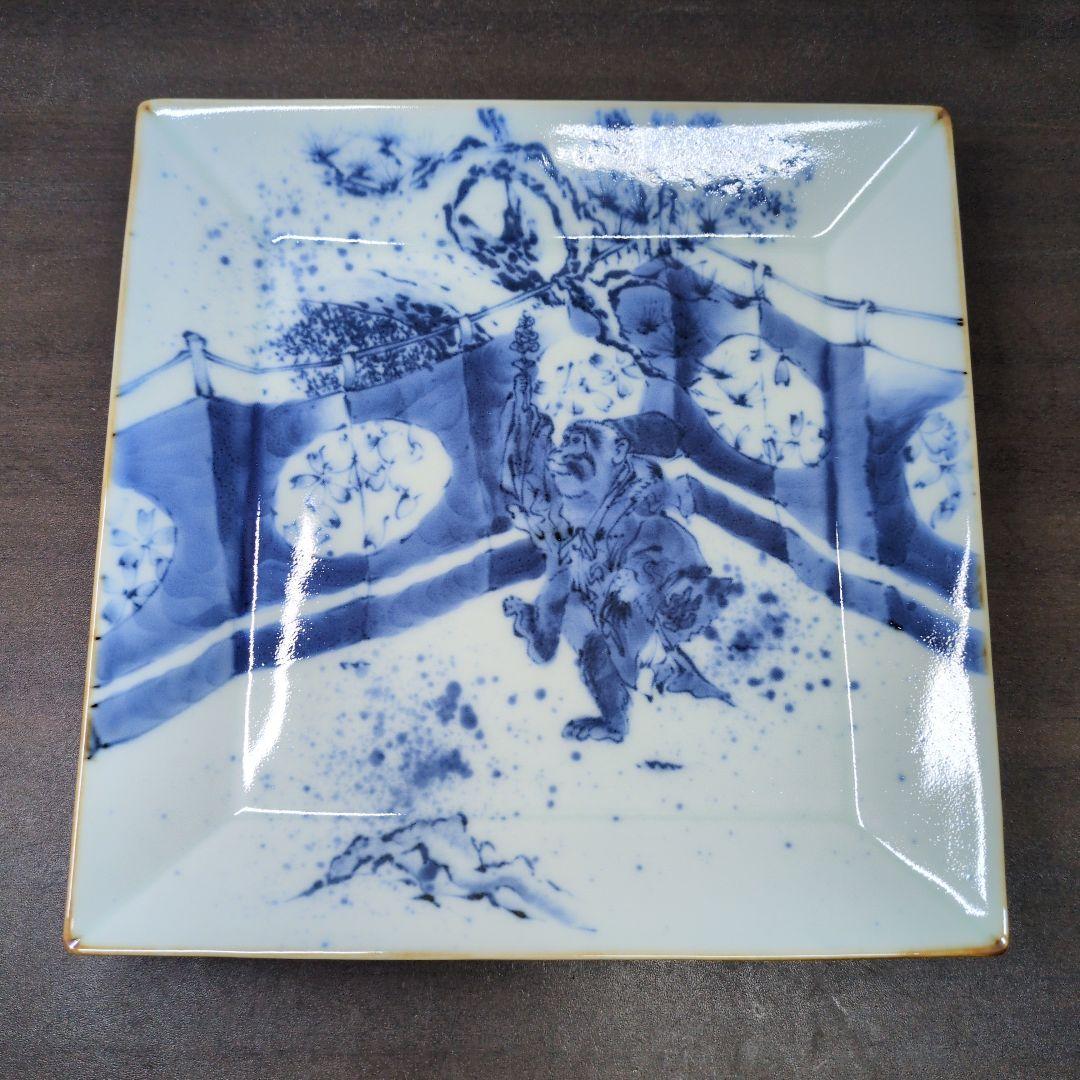 福泉窯 染付 干支 飾り皿 8点セット 皿立て付き