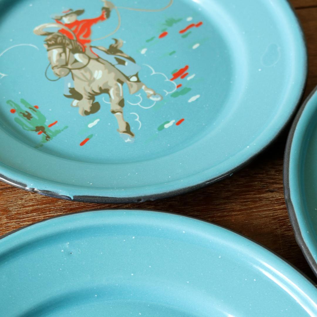 キャスキッドソン カウボーイ ホーロー プレート 23cm 3枚 / レア