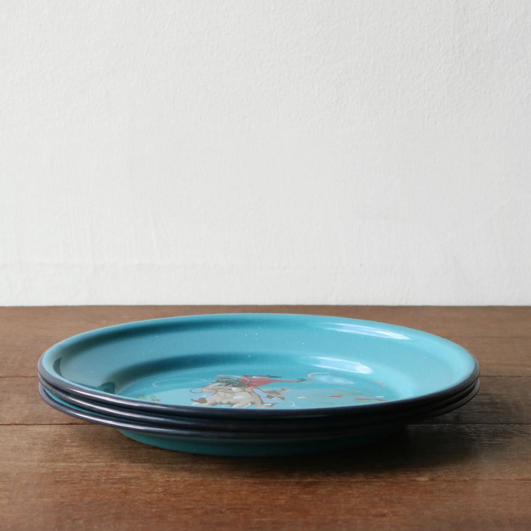 キャスキッドソン カウボーイ ホーロー プレート 23cm 3枚 / レア