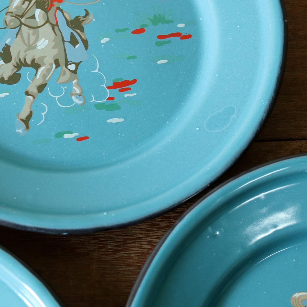 キャスキッドソン カウボーイ ホーロー プレート 23cm 3枚 / レア