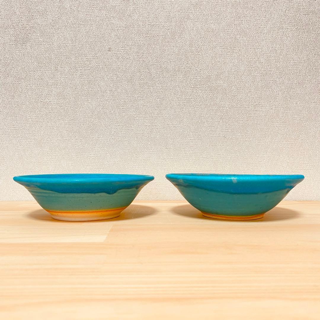 うるま陶器　ボウル　2個セット　沖縄　やちむん　うるまブルー　青い器