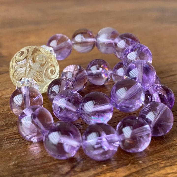 シトリン摩尼車＆虹入りアメジストブレスレット