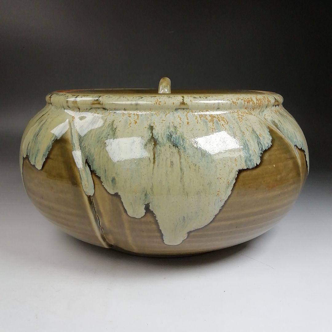 Ｗ６７　水指　『即中斎好　萬古捻梅』『福森比路志 造』　共箱　茶道具