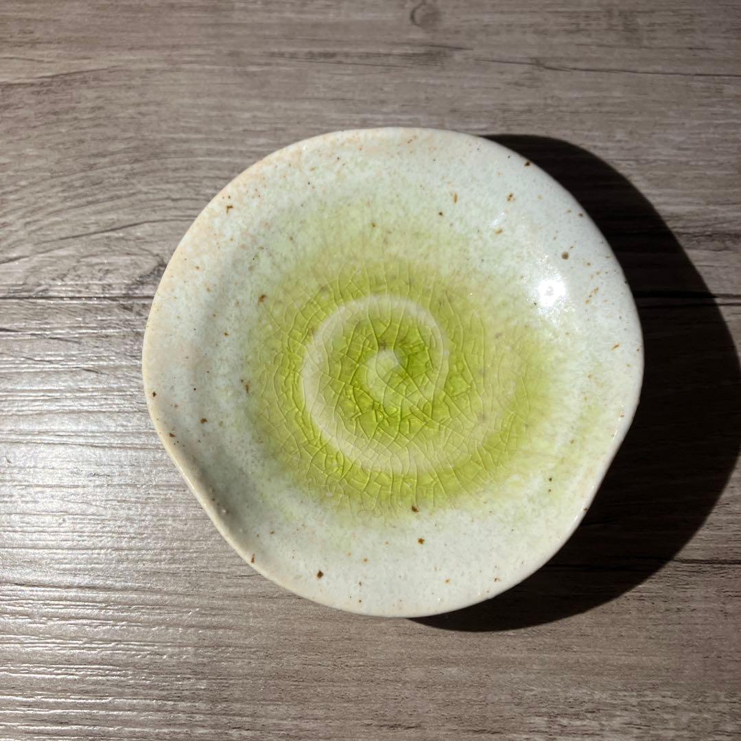 D-4 和食器 小皿 5客セット 渦巻き 貫入 グリーン 豆皿 取り皿 銘々皿