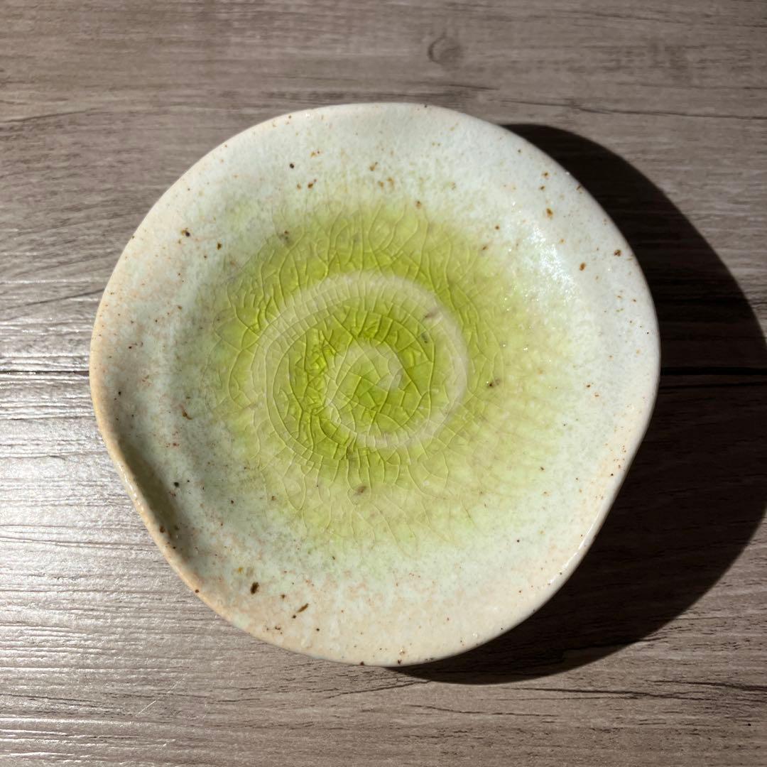 D-4 和食器 小皿 5客セット 渦巻き 貫入 グリーン 豆皿 取り皿 銘々皿