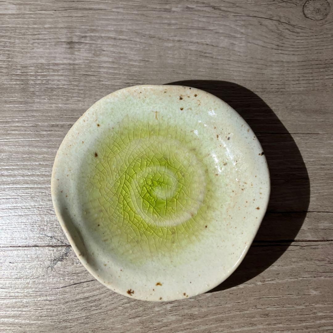 D-4 和食器 小皿 5客セット 渦巻き 貫入 グリーン 豆皿 取り皿 銘々皿