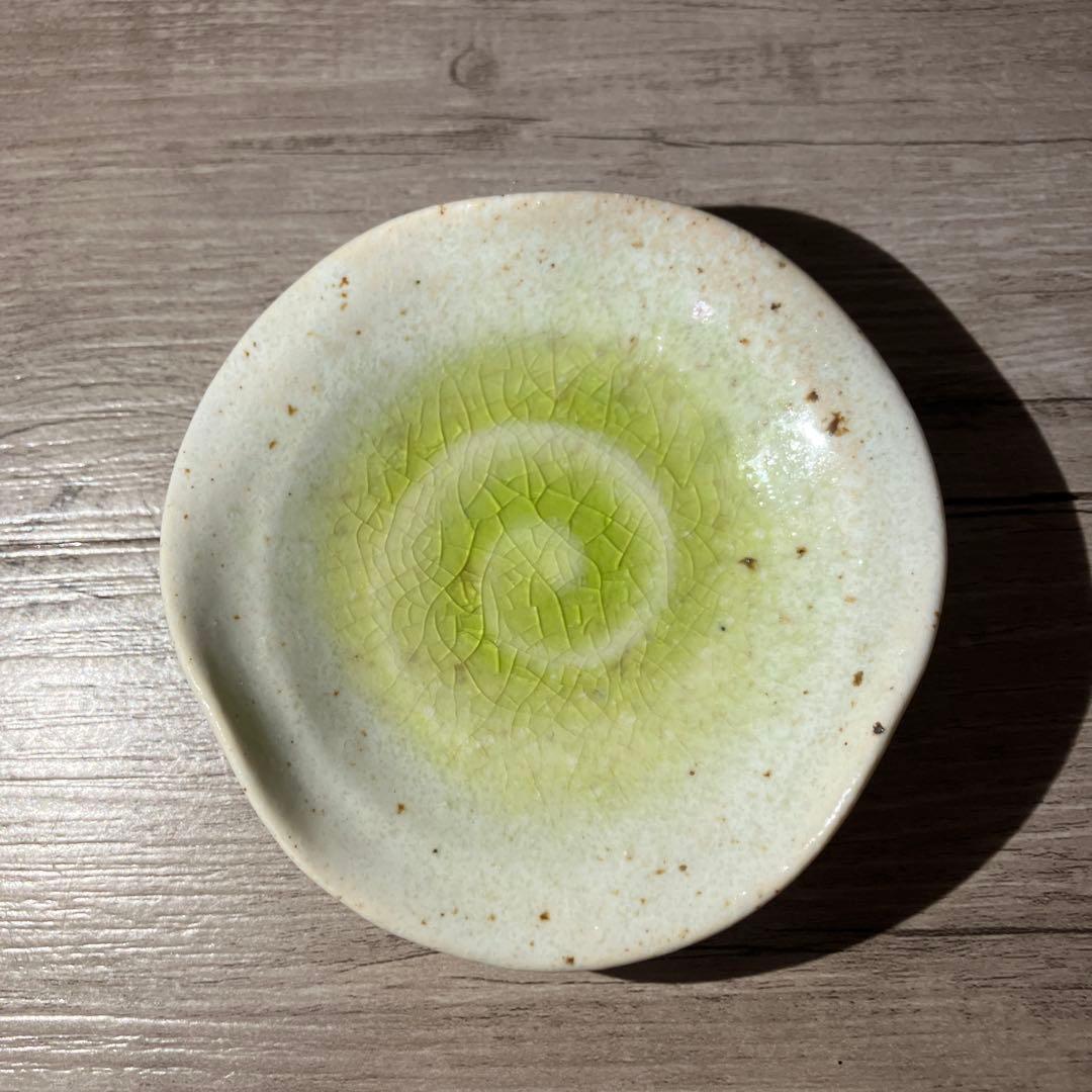 D-4 和食器 小皿 5客セット 渦巻き 貫入 グリーン 豆皿 取り皿 銘々皿