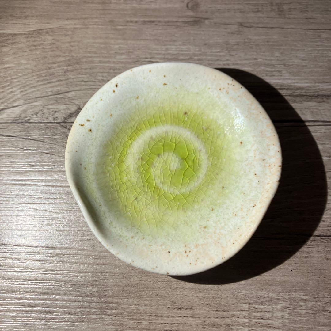 D-4 和食器 小皿 5客セット 渦巻き 貫入 グリーン 豆皿 取り皿 銘々皿
