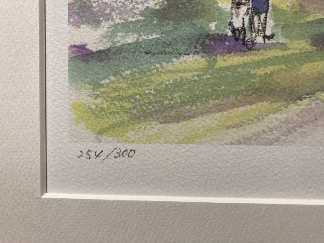 俳優 榎木孝明 リトグラフ 版画「虹色の刻（双子教会ローマ）」 サイン 新額装