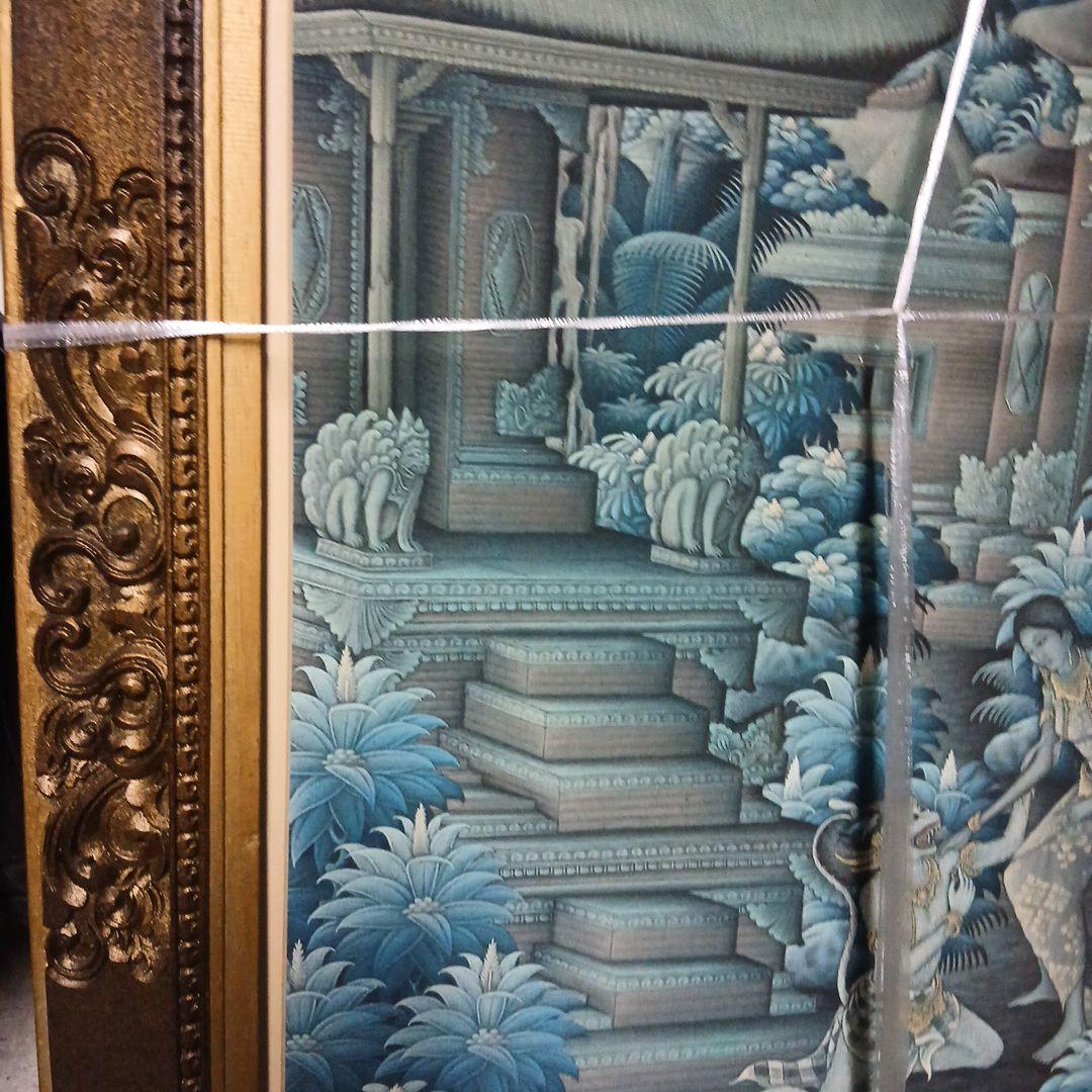 バリ島の伝統的な絵画 大きめ　ウブド購入骨董品