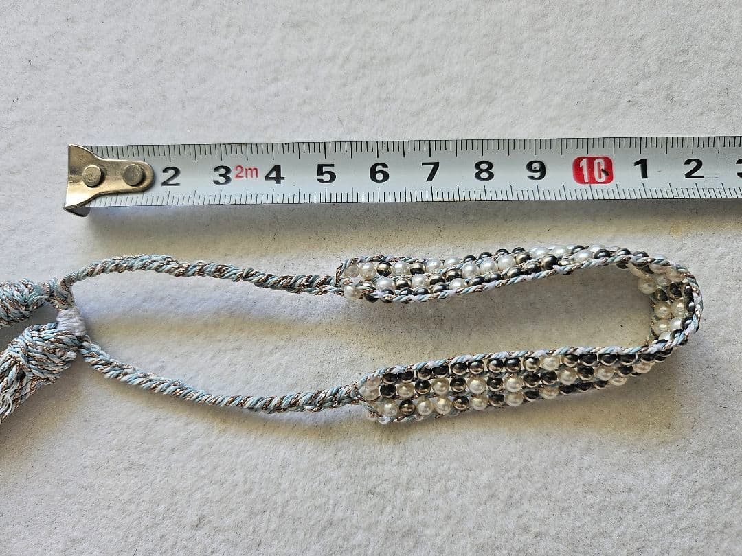 淡水真珠/ナバホパールブレスレット　3.0-3.5mm　四つ編み仕様　ミサンガ