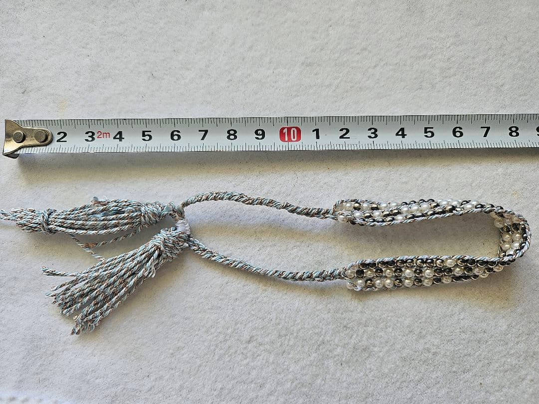 淡水真珠/ナバホパールブレスレット　3.0-3.5mm　四つ編み仕様　ミサンガ