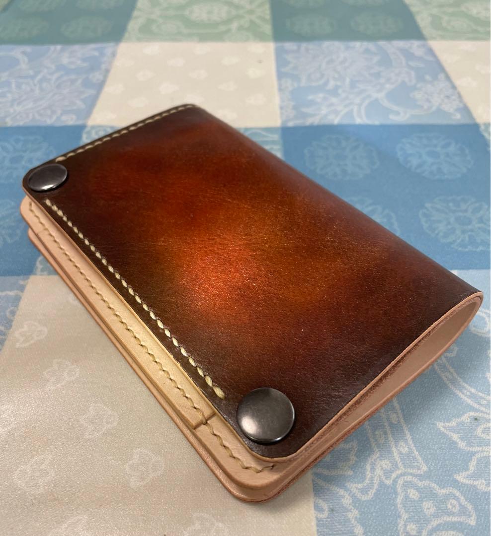 トラッカーウォレット　ミドルサイズ　お札を楽に収納　赤＋茶＋ナチュラル