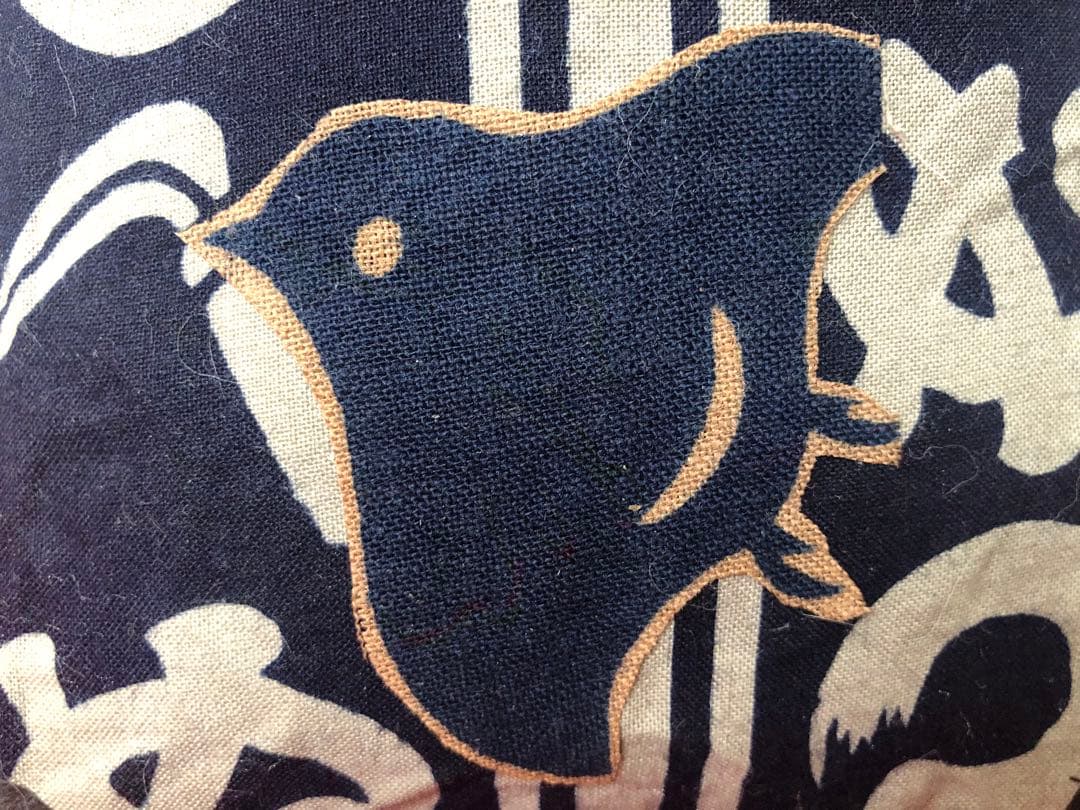 一閑張り　一貫張り　藍染　本藍染 かまわぬ　正絹古布　侍雀