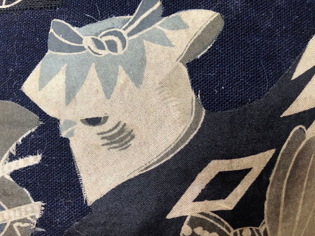 一閑張り　一貫張り　藍染　本藍染 かまわぬ　正絹古布　侍雀