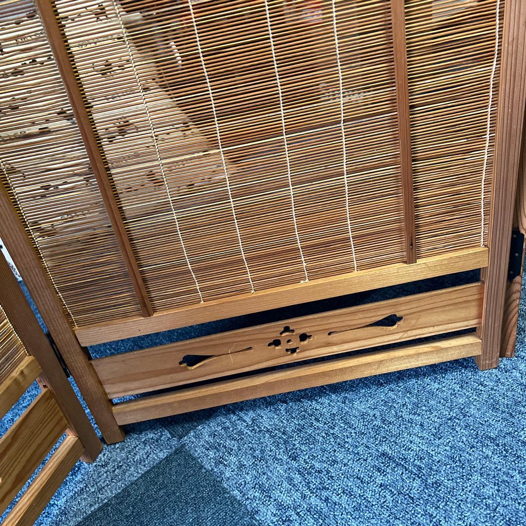 木製 スリットデザイン パーテーション　仕切り　屏風　衝立　昭和　レトロ