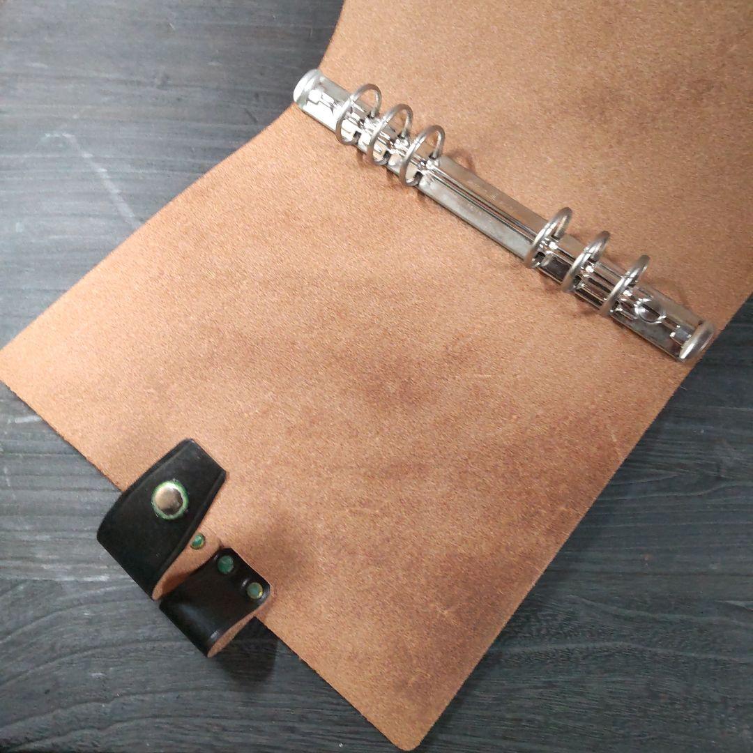 一枚革英国産ブライドルレザー手帳　A5サイズブラック　旧タイプ