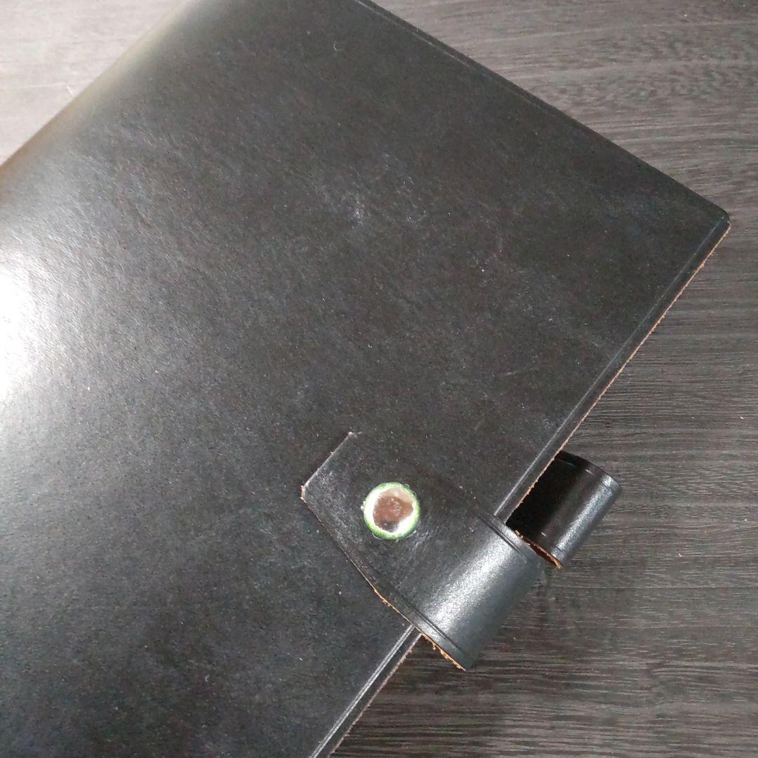 一枚革英国産ブライドルレザー手帳　A5サイズブラック　旧タイプ