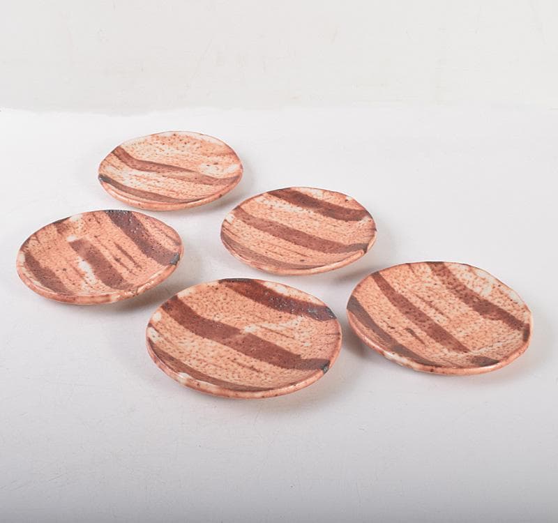 和食器　志野焼　加藤重高作　重高陶房　翠窯　志野銘々皿　共箱　M　R5010