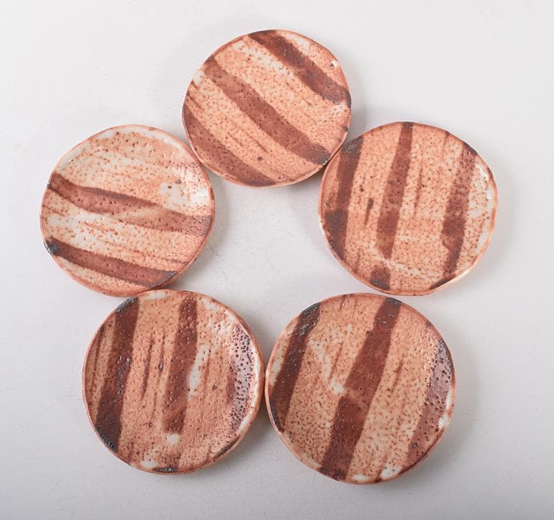 和食器　志野焼　加藤重高作　重高陶房　翠窯　志野銘々皿　共箱　M　R5010