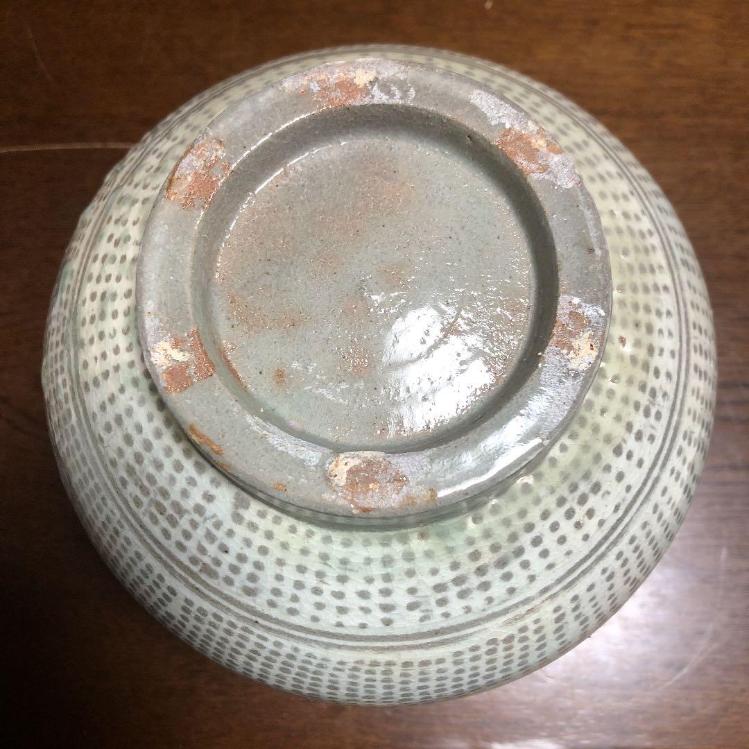 粉青沙器印花文広口壺　写し