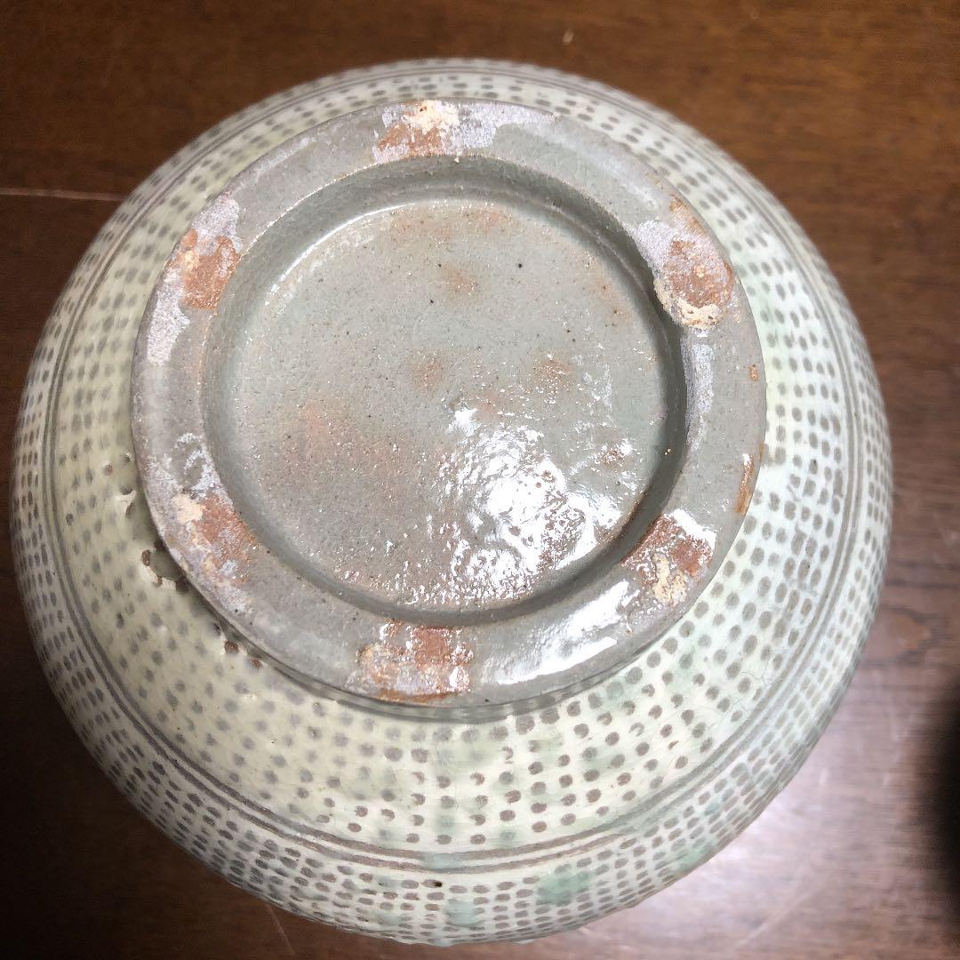 粉青沙器印花文広口壺　写し