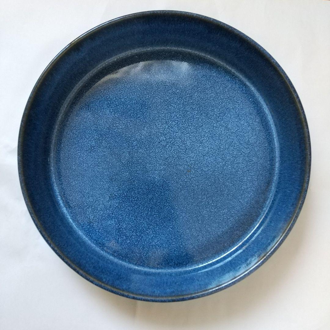 円平型花器　青　直径31.3cm