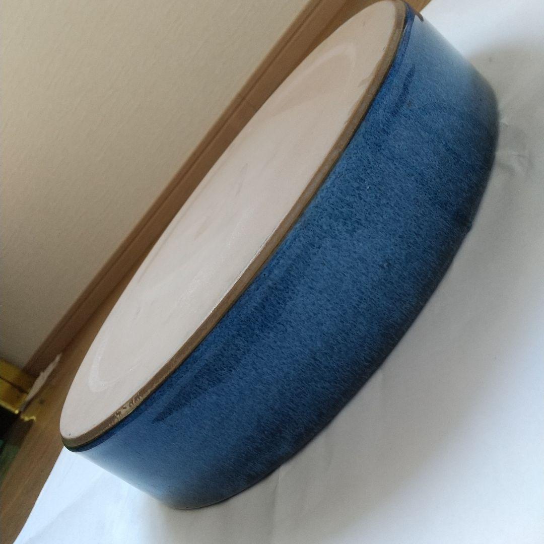 円平型花器　青　直径31.3cm