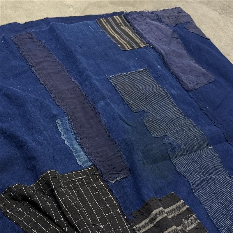古布 木綿 藍染 刺子 継ぎ接ぎ 襤褸 ③ 5幅 縦170cm 横155cm