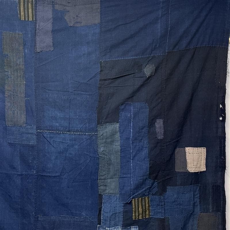 古布 木綿 藍染 刺子 継ぎ接ぎ 襤褸 ③ 5幅 縦170cm 横155cm