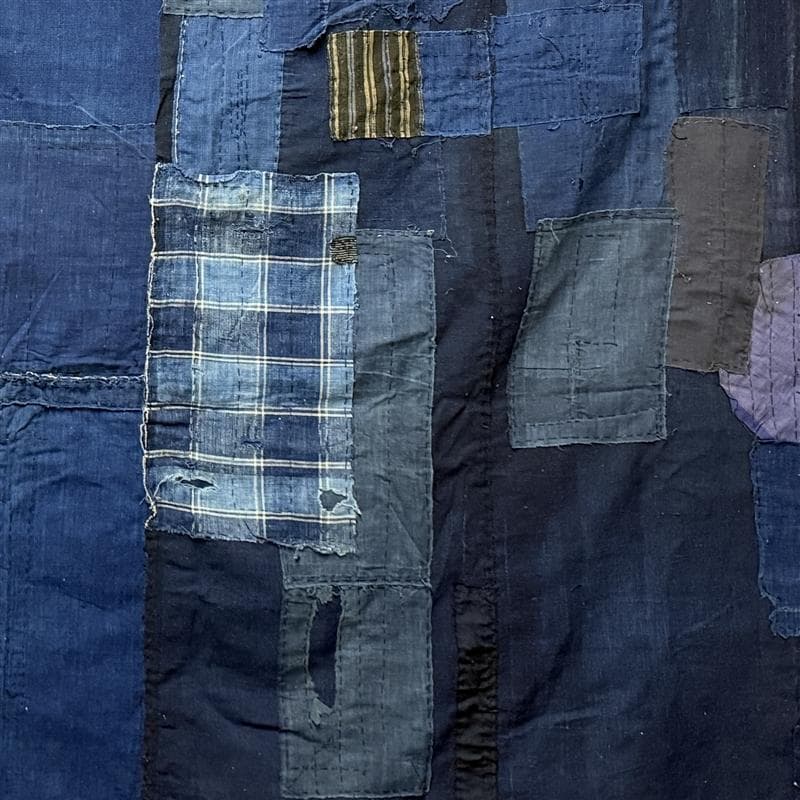 古布 木綿 藍染 刺子 継ぎ接ぎ 襤褸 ③ 5幅 縦170cm 横155cm