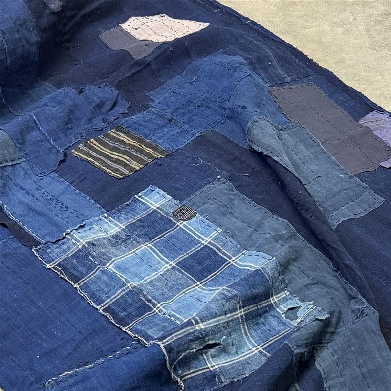古布 木綿 藍染 刺子 継ぎ接ぎ 襤褸 ③ 5幅 縦170cm 横155cm