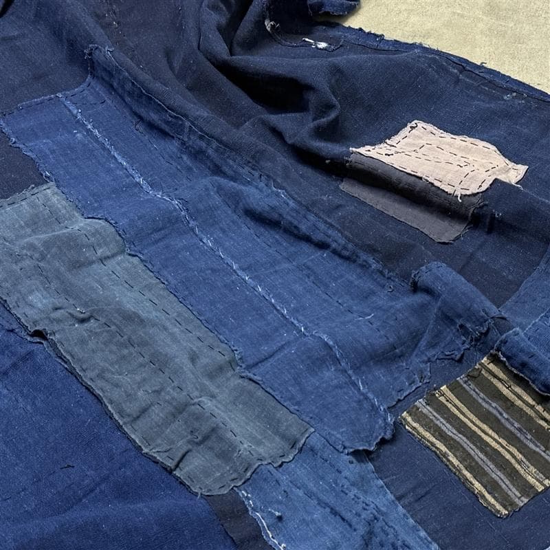古布 木綿 藍染 刺子 継ぎ接ぎ 襤褸 ③ 5幅 縦170cm 横155cm