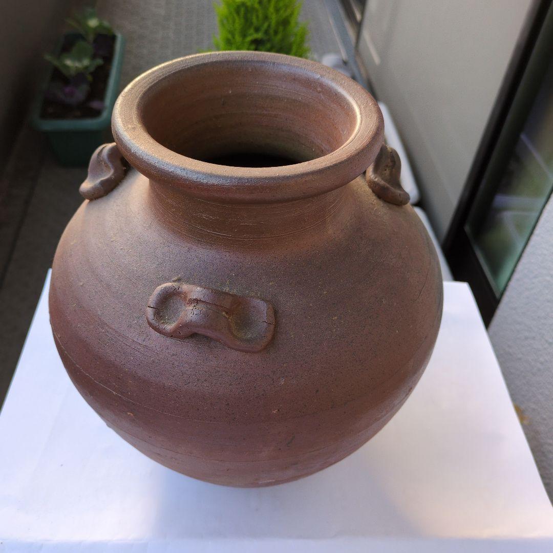 備前焼　耳付き　　大きい花瓶