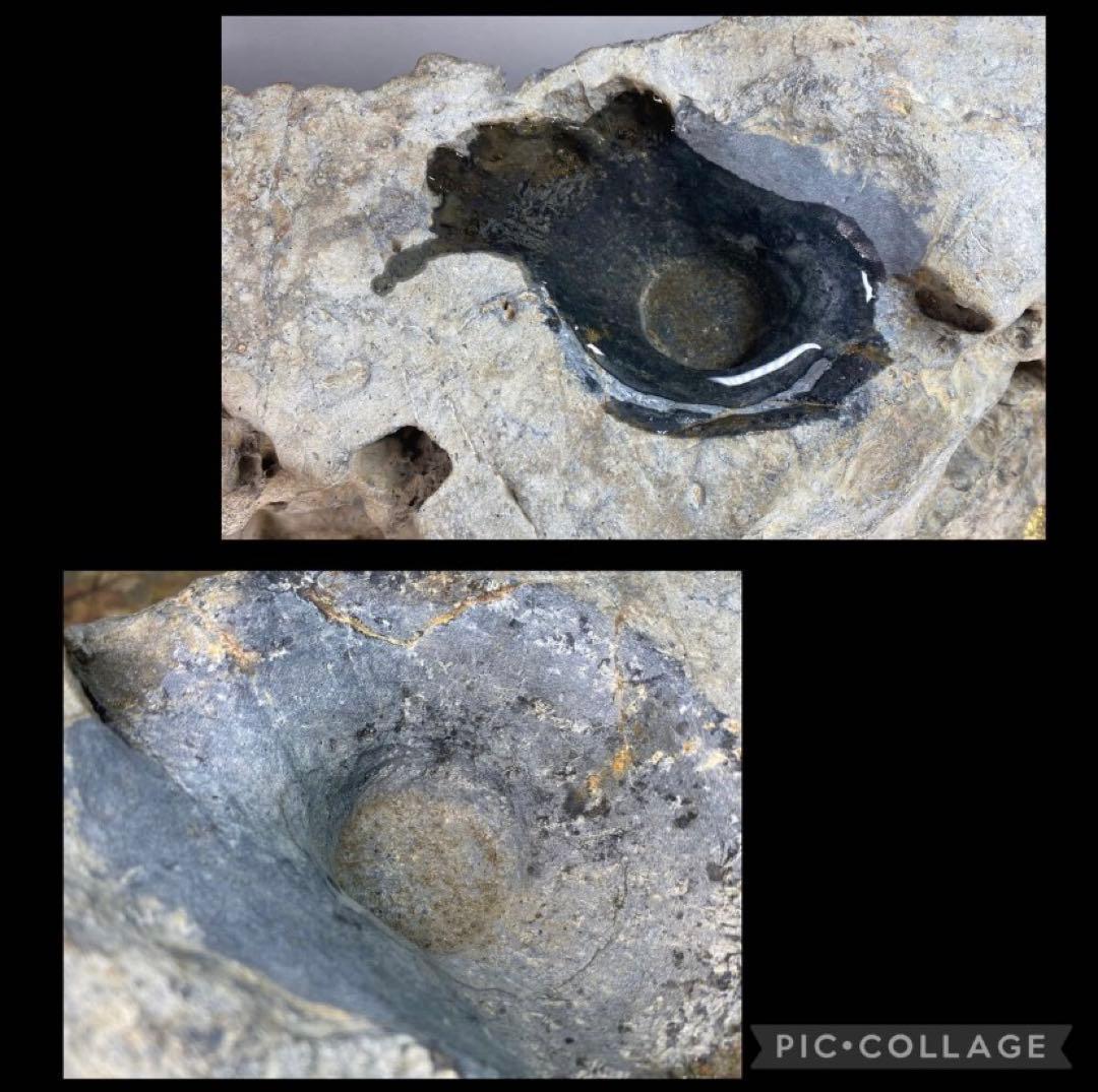 矢掛石 溜まり石 深さ3cm 横40(cm) 9.66kg 水石 骨董