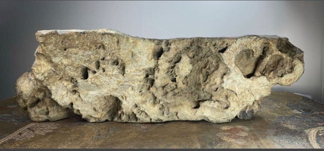 矢掛石 溜まり石 深さ3cm 横40(cm) 9.66kg 水石 骨董