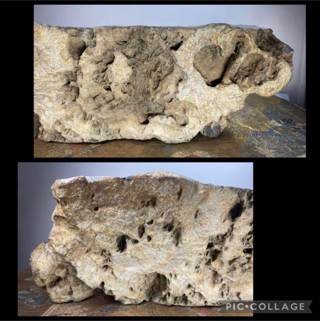 矢掛石 溜まり石 深さ3cm 横40(cm) 9.66kg 水石 骨董