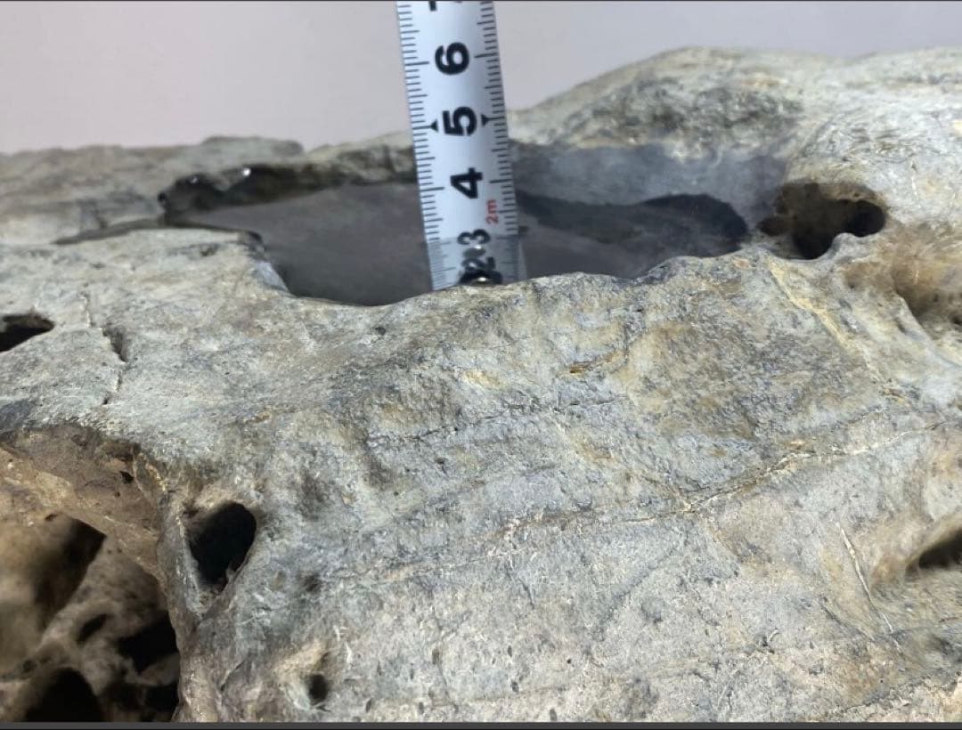 矢掛石 溜まり石 深さ3cm 横40(cm) 9.66kg 水石 骨董