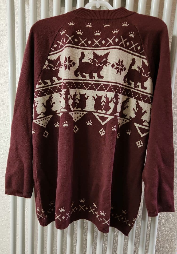 わちふぃーるどダヤンちゃんワインレッド ジップアップカーディガン